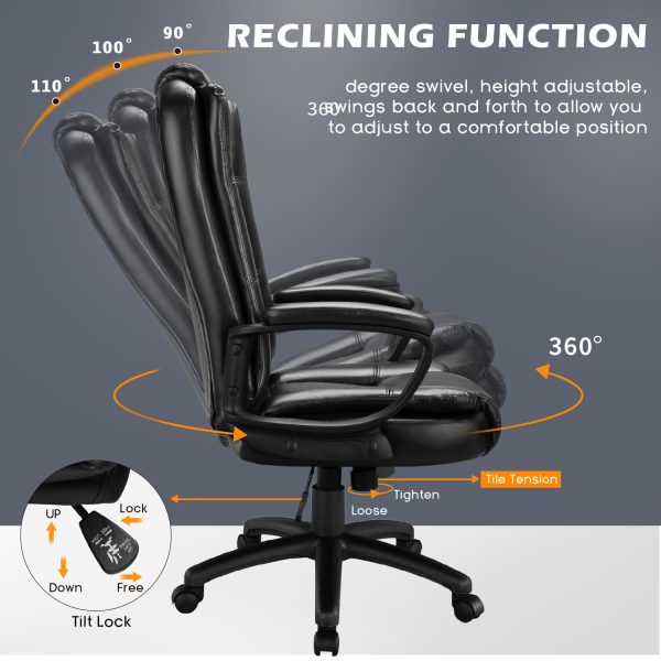 product-fancy-175fd7ed-2b2e-45fd-ba4b-27380d32cc7c Home Office Desk Chair, 400LBS Big And Tall Managerial Executive Chair, High Back Computer Chair Gaming Chair, Ergonomic Adjustable Height Faux Leather Chair With Cushions Armrest, Heavy Duty Chair With Comfy Lumbar Support