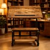 product-fancy-179a1509-be17-4e2b-a642-922fc5cad456 Portable Height Adjustable for artist Desk, Natural Wood Grain Surface with Anti-Slip Edge, Sturdy Metal Frame And Smooth Wheels, 2-Tier Storage for Art Supplies, Perfect for Drawing Painting Creation
