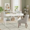 product-fancy-17ab14ea-dcfc-4a40-a56c-e4bccb8e4593 47 Inch Computer Desk With Storage Shelf & Drawers | Modern Office Writing Desk Study Table With Monitor Stand Riser, White, Byblight, Christmas Renewal