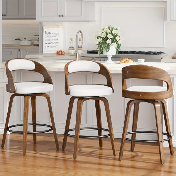 product-fancy-17b109c0-b67e-4949-81bd-f1b3cef9cac6 3/4pcs Bar Stool Set: Luxurious Faux Leather, Swivel And Armless Kitchen Counter Stools with Thickened Cushion And Back Support, Designed for Kitchen Islands And Bar Counters