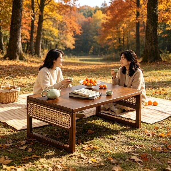 product-fancy-17e035a4-6079-4d5c-8b07-ab9cb8aac262 Foldable Bamboo Picnic Table - Portable Patio/Garden Coffee Table, Suitable for Backyards, Patios, And Balconies. Lightweight, Low Camping Coffee Table. A Must-Have for Spring Easter Garden Parties. Compact Floor Table with No Installation Required
