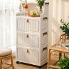 product-fancy-17e6cd7e-08f2-4f27-a041-a17fd694894f 6/5/4/3-Tier Small Apartment Suitable for bar Cabinet, for bar Furniture Set Combination, Cream Foldable Rolling Storage Cabinet, Floor-Standing Stackable Organizer, Top Open Multi-Drawer Unit, Suitable for Bar, Coffee Corner, Kitchen, Living Room