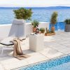 product-fancy-185b88a1-0273-43e2-a205-6ddd61219581 14” Modern Terrazzo Side Table Suitable for /Outdoor Use - Rectangular Magnesium Oxide End Table with Speckled White Finish, HDPE Tabletop & Spray-Painted Frame, Space-Saving Accent Furniture for Living Room, Bedroom, Balcony, Plant Stand