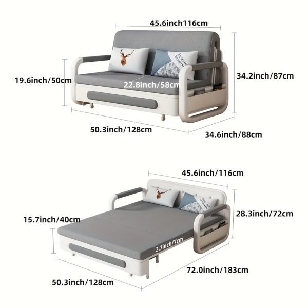 product-fancy-185e4d67-62c9-4316-8aa6-9cc56ac15a26 Modern Three-in-one Extendable Sofa Bed, Equipped With 2 Throw Pillows And A Solid - Wood Storage Box, Suitable For Patios And Living Rooms