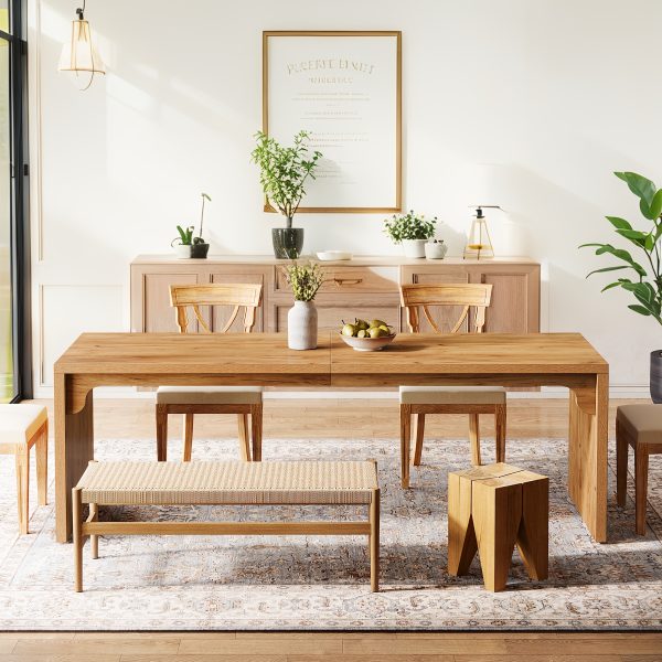 product-fancy-188a4692-365e-4de3-af12-4fcaaf894b6a Modern 78-Inch Wooden Dining Table - Natural Wood Finish, Minimalist Design - Large Rectangular Kitchen or Dining Room Table for 6-8 - Sturdy Base with Space-Saving Legs - Perfect for Home Entertaining and Everyday Use - Kitchen Table