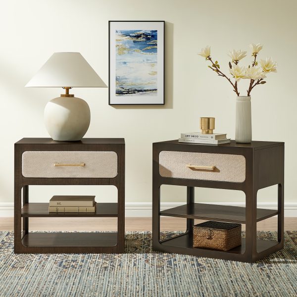 product-fancy-189a2262-91e9-4352-9cd1-b438e5ec44ff Morden Fort 24" Wide End Table with Drawer & Open Shelf | Modern Nightstand Side Table, Fully Assembled, Wood Bed Side Table for Living Room, Small Space, Bedroom, Dark Brown, Light Brown