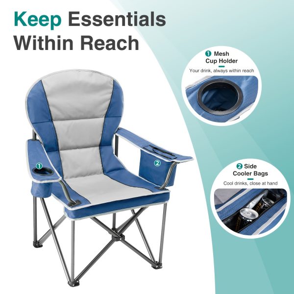 product-fancy-1913aa1f-2ac8-49d7-ac05-b424c947cb3c Extra Large Camping Folding Chair with Organizer Bag, Side Mesh Bag, Mesh Cup Holder And Sporting Goods Bag, Suitable for Lawn, 500 Lbs. Weight Capacity