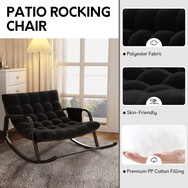 product-fancy-191c07b8-6e9b-431d-9bdb-56ddfdfc758e Outdoor & Indoor Oversized Rocking Chairs, Modern Metal Lounge Rocking Chair with Thick Cushions, High Back Rocker Chair for Living Room, Patio, Porch, Garden, Backyard