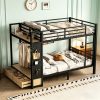 product-fancy-1930e712-cf65-4aad-8e0f-9d48b0b2eba6 BELLEMAVE Full Over Full Size Metal Bunk Bed with Storage Shelves, Drawers And Pegboard, Heavy-Duty Loft Bed with Noise-Reduced Design, No Box Spring Required, Black