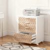 product-fancy-19c9177a-81c0-45aa-828e-ab326c2ed270 5-Drawer Beige & White Wood Mobile File Cabinet, Industrial Rolling Printer Stand with Herringbone Pattern for Home Office Storage, Durable Engineered Wood Design