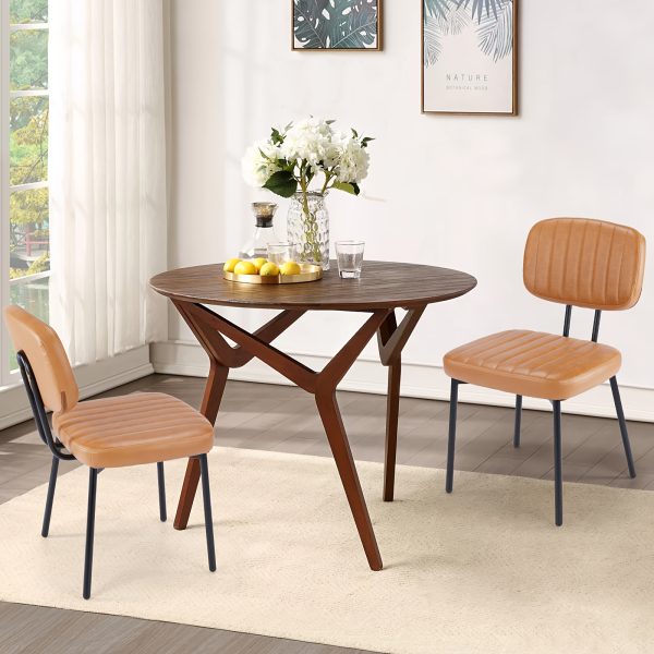 PU Leather Office Chair, Armless Soft Seat, Premium Texture, Suitable for Office and Bedroom, 2pcs, Black, Brown, White