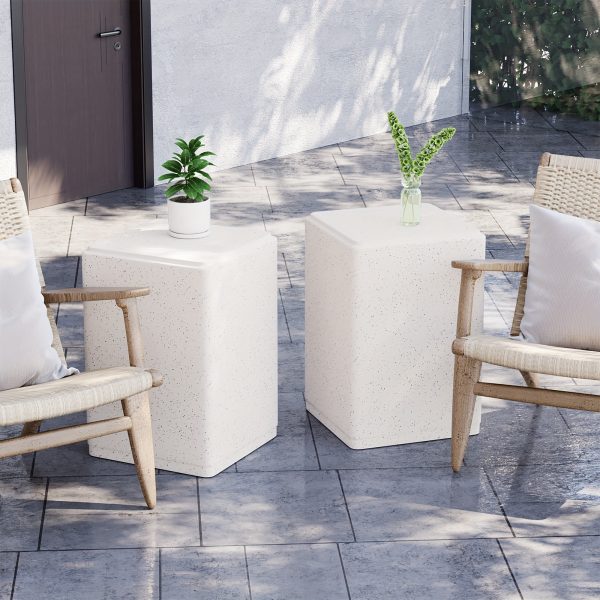 product-fancy-19d13a1e-1e0c-4594-aabb-247d696af42f 20" Outdoor Side Tables, Courtyard Circular Concrete Side Tables, Durable Small Dining Side Tables, Decorative Stools, Plant Racks, Suitable for Use In Gardens, Porches, Decks, Balconies, And Beaches