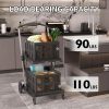 Two Layers Folding Shopping Cart | Multi Use Functional Collapsible Carts | Collapsible Grocery Carts | Shopping Cart with Storage Crate | Utility Cart for Groceries, Warehouse, Supermarket.Black
