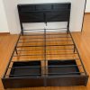 product-fancy-19ef0812-d23b-4e83-a389-f2e30ff82d66 Farmhouse Bed Frame with Storage Headboard and Drawers, LED Light and Charging Outlet, Noise Free, No Box Spring Needed
