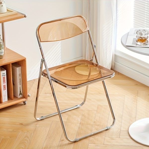 product-fancy-19f25798-395c-4607-a4f7-fd8a62850d71 Easy Photography Clothing Store Stool, No Cushion Design, Transparent Acrylic Folding Chair, Suitable for Restaurants, Offices, Reception Areas, Etc., Modern Minimalist Style Living Room Chair