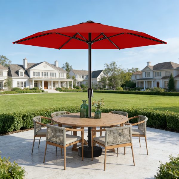 [Heavy Duty Patio Umbrella] 9ft Outdoor Umbrella, Heavy Duty Patio Umbrella with Crank, 6 Sturdy Ribs, UV Block for Market, Pool, Backyard, Garden (Base Sold Separately)