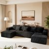 product-fancy-1a289bd4-ef31-4c80-bfd9-b96aed2c181d 131'' Modular Sectional Couch, U-shaped Sofa, Chaise Lounge, Striped Fabric, Upholstered 4 Seater Couch for Living Room, Bedroom, Free Combination Sofa (Corduroy), Gray