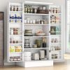 product-fancy-1a3d4c00-a072-4c40-b5d0-b14c0ad86265 47" Freestanding Storage Cabinet with Adjustable Shelves, Multi-Sport Ball Storage with Large Drawer, Versatile Modern Cabinet for Dining Room, Bathroom, Living Room, Laundry, Sports Equipment Organizer, Basketball, Golf Balls Storage Box