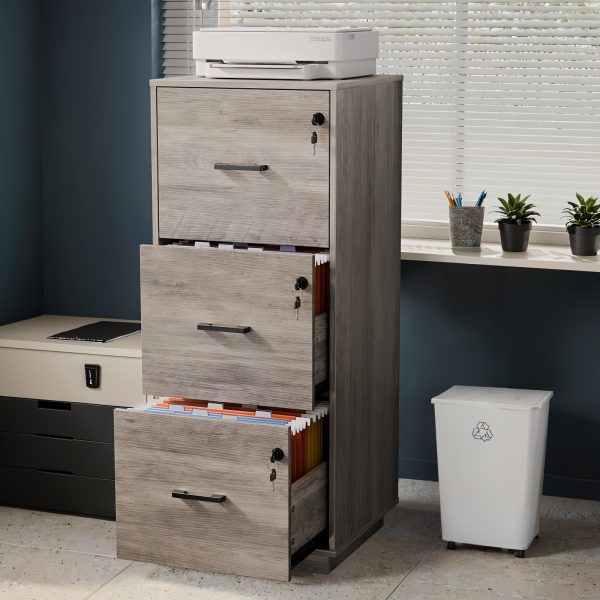 product-fancy-1a520549-2375-46f8-8f22-28432373e5b5 Bonnlo 3-Drawer Lockable File Cabinet - Wood Filling Organizer with 2 Drawers, 27" Height, 3, 2 Cu Ft Storage, Contemporary Style for Home Office, Durable Artificial Wood & Metal Handles, No Assembly Required, File Storage Cabinet, Modern Office Furniture, Sleek Design, Sturdy Construction, Small Space Living, Minimalist Design, Highquality Materials, Home Office Users