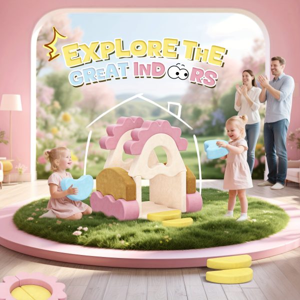 product-fancy-1a691082-73b7-4f1f-8144-8487a6a801f2 23pcs Modular Kids Play Couches - Convertible, Multifunctional Foam Toddler Couches for Inspiring Child Creativity, Kids Nugget Sofas for Playroom & Bedroom (Flower Theme)