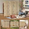 product-fancy-1a742c4b-cc2f-47b6-8b11-74a06c4e14e7 6 Or 4 Panel Wood Screen Room Divider, Farmhouse Style Carved Boho Wall Dividers Folding Screens, Freestanding Hollow Partition Privacy Screen for Home Office Bedroom Studio Apartment, Natural