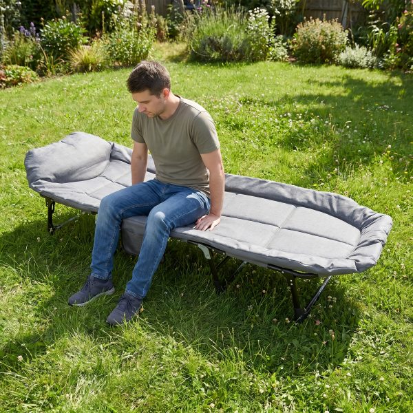 product-fancy-1a783b98-0963-4b85-9a01-43b2defa9615 Comfortable Cotton Padded Integrated Bed, Skeleton Cotton Padded Integrated Guest Bed, 70.8-inch Folding Bed with Mattress, Camping Bed, Portable Guest Bed, Load-bearing Capacity Of 400 Pounds, Gray One Pack, Suitable for Gifts