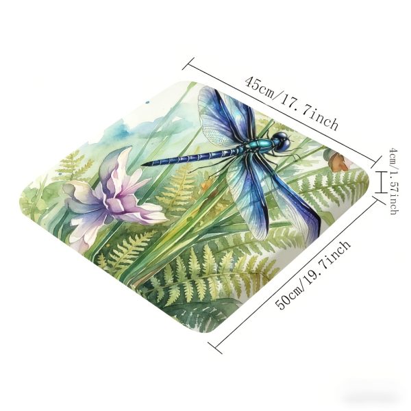 product-fancy-1a836142-564b-456f-b7c4-dfac21498fde 1pc Silent Winged Dragonfly Pattern Courtyard Chair Seat Cushion, Indoor And Outdoor Seat Cushions, Back Cushions, Size 19.7*17.7*1.57inch, Suitable for Garden Chairs, Office Chairs And Floor Seats. Soft And Comfortable