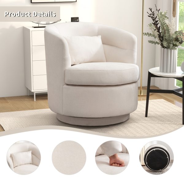 product-fancy-1a8e18f2-5618-455c-b94f-93c9b10449df Beige Upholstered Swivel Chair with a Pillow, Perfect for Accenting Your Living Room, Bedroom, Or Reading Area