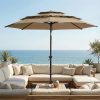 product-fancy-1aaacb4a-7a52-48ec-a104-044f4cc1dd2b 10Ft 3 Tiers Market Umbrella Patio Umbrella Outdoor Table Umbrella With Ventilation, Outdoor Umbrella For Patio, Pool Umbrella, Polyester Canopy, Suitable For Patio, Pool, Garden, Backyard, Deck, Base Not Include, Father'S Day Gift