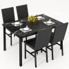 product-fancy-1ac6d30c-a114-43ed-a930-1d9e58723a7c LAMERGE 5pcs Of Dining Table Set, Dining Room Table Set Can Be Used By 4 People, Kitchen Table Set, 1 Artificial Anti-marble Pattern Table And 4 Metal Legs Chairs, Suitable for Living Room, Dining Room, Kitchen Furniture
