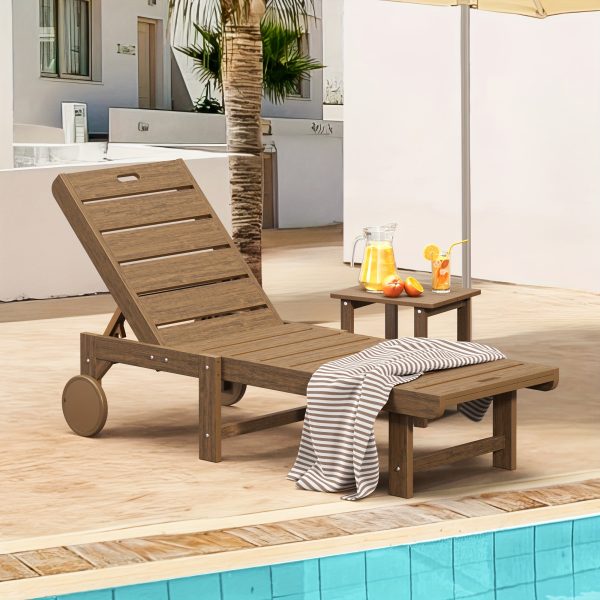 product-fancy-1af807a4-2bef-446b-b629-a4d95af911ca Chaise Lounge Chair Outdoor, HDPS Material, Outdoor Pool Lounge Chairs with 5-Position Backrest, Patio Lounge Chair with Wheels for Outside, Poolside, Beach