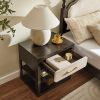 product-fancy-1b19a73a-861f-40af-869d-5db11c0dff48 Morden Fort 24" Wide End Table with Drawer & Open Shelf | Modern Nightstand Side Table, Fully Assembled, Wood Bed Side Table for Living Room, Small Space, Bedroom, Dark Brown, Light Brown