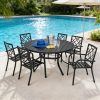 5/7pcs Outdoor Dining Set, Including 4/6 New Dining Chairs And 1 Round Table (53"/41") - Heavy Iron Frame, Adjustable Umbrella Holes (1.57"-1.97")