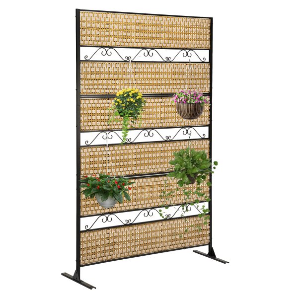 product-fancy-1b3d296a-13e6-4dcb-891a-f70a2f9034b0 6-Foot Outdoor Privacy Barrier, Stylish Fence, Standalone Woven Rattan Partition for Patio, Balcony, Garden, Backyard, Deck, Porch, in Brown Color