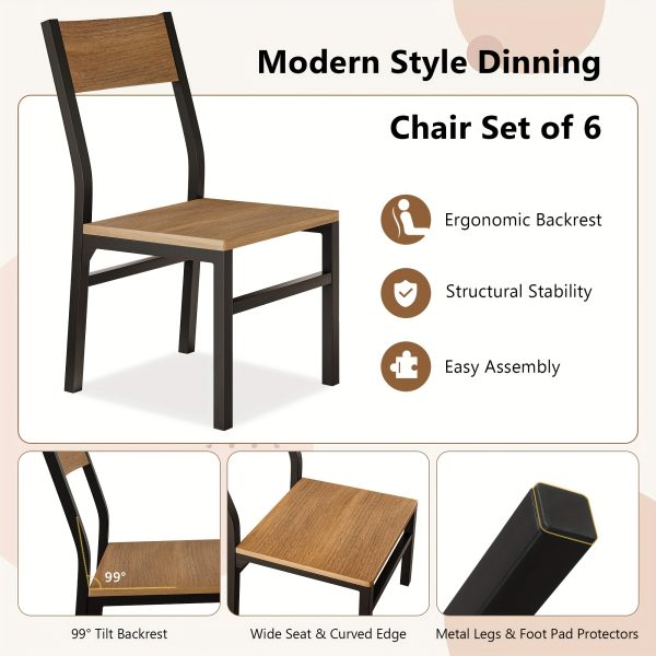 product-fancy-1b4867f5-cb77-43ca-86ac-f5831c5d3656 6pcs Modern Dining Chairs Modern Mid-Century Style Dining Room Decorative Chairs, Comfortable Side Seats Without Armrests, MDF Wood Planks with Metal Legs Design, Suitable for Home Kitchen, Bedroom, Living Room, Guest Dining Room