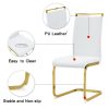 Modern Dining Chairs Set of 4, High Back White Kitchen Chairs, Faux Leather Side Chair with Gold Plated Metal Legs, Easy to Install Upholstered Dining Chairs, Ideal for Living Room, Easy to Install (Golden/Silver Leg) Local Warehouse
