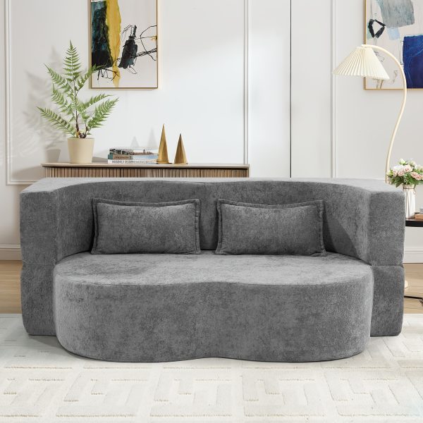product-fancy-1b7904b9-e9df-49a1-963c-2911148cc533 Convertible Folding Sofa Bed, 78" Full Size Floor Sleeper Couch, Faux Rabbit Fur Full Foam Futon Loveseat for Living Room Bedroom, No Assembly Required