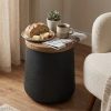product-fancy-1b7f4261-3d63-4ee5-963c-3590854ed84e 17" Outdoor Indoor Side Table for Patio, Accent Decorative Garden Stool Wooden-Look Top Concrete Table for Room Bedroom, Garden, Backyard
