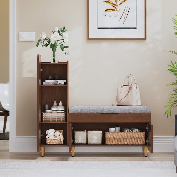 product-fancy-1bb89f11-f278-4597-9a76-17fd608bc4c3 Shoe Organizer Cabinet, Entryway Bench With Adjustable Shelves And Cushioned Seat, Unique L-Shaped Bench Cabinet For Entryway