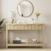 product-fancy-1bc0c714-4041-47d6-9c24-9d1a469a8846 51 IN Fluted Console Table with 3 Drawers, Modern Entryway Table with Metal Handles, Sturdy Solid Wood Design, Hallway Table with Storage, for Living Room And Hallway