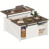 product-fancy-1bda8e3f-3311-4ca2-ad9a-0bc399ff42a9 Lift Top Coffee Table with Storage, Square Wood Coffee Tables with Large Hidden Storage Compartment and Adjustable Shelves, Multi-Function Farmhouse Coffee Table for Living Room, Bedroom and Home Office