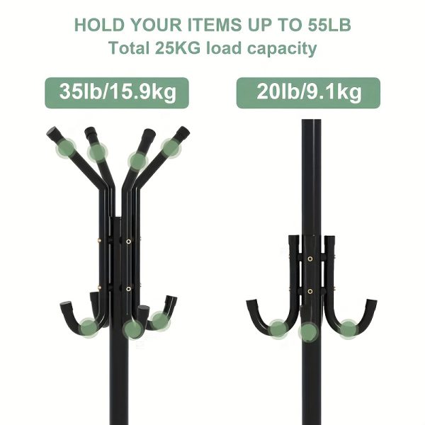 product-fancy-1bdc2496-33f6-444c-9a34-d1f46df79ea7 1pc Heavy-Duty Metal Coat Rack with 9-Tier Vertical Storage - Freestanding Space-Saving Clothing Organizer with Sturdy Iron Frame & Copper Finish, 27"+ Height, Easy Assembly for Entryway, Living Room, Bedroom, Dorm - Portable Garment Rack for Shirts