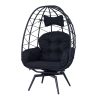 Egg-Shaped Chair That Rotates 360 Degrees, Made of Outdoor Rattan, Featuring Plush And Thick Cushions, with Adjustable And Sturdy Legs, Perfect for Outdoor Settings Like Poolside