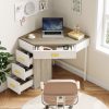 product-fancy-1c3643df-bd7c-4a11-a315-bd4e4102b1f1 Triangle Corner Desk, Modern Computer Desk With 3 Drawers, 90-Degree Writing Desk PC Table Makeup Vanity Desk With Storage For Home Office, Living Room, Bedroom (White And Grey)