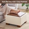 product-fancy-1c3bed54-1b19-4752-bf7b-6a735ef9b255 24" Square Ottoman Coffee Table With Storage, Fabric Ottomans With Tray And Solid Wood Legs For Living Room, Bedroom And Apartments, Small Modern Ottoman Tea Table With Lift-Off Lid