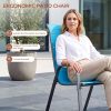 5pcs Patio Dining Set for 4, Outdoor Table And Chairs W/ 1.57"-1.9" Adjustable Umbrella Hole And Foot Pads, All Weather 42" Round Metal Table And Stackable Textilene Chair