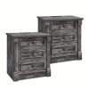 product-fancy-1c5531ab-ffb8-413f-9102-ab540b77e553 26 Inch High Farmhouse Bedside Table Set of 2, 3 Drawer Side Table with Charging Station, 23.6 Inch Wide Side Table with Roman Posts, Wooden Country Style Bedside Table for Bedroom, Living Room