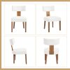 DMKAI Set Of 2 Farmhouse Rustic Dining Chairs - White Upholstered Low-Back Backrest, Natural Wood Frame with Hand-Carved Accents, Sturdy Tapered Legs for Dining Room & Kitchen