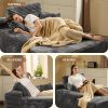 67" Oversized Boneless Lounge Chaise - Corduroy/Plush Fabric/Teddy Fleece Floor Couch with Pillows And Armrests | Deep Seat Single Sofa Bed with High Density Sponge Cushion | U Sleeper Couch for Living Room, Apartment, Bedroom | No Assembly Required