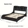 product-fancy-1cfd5fab-c96b-4df8-bf48-a9d7fb73b275 Upholstered Bed Frame Available in Full, Queen, And King Sizes Featuring an Adjustable Headboard, a Wavy Design, a Removable Backrest, And Solid Wooden Slats for Support, Eliminating The Need for a Box Spring, Offered in Faux Leather in White